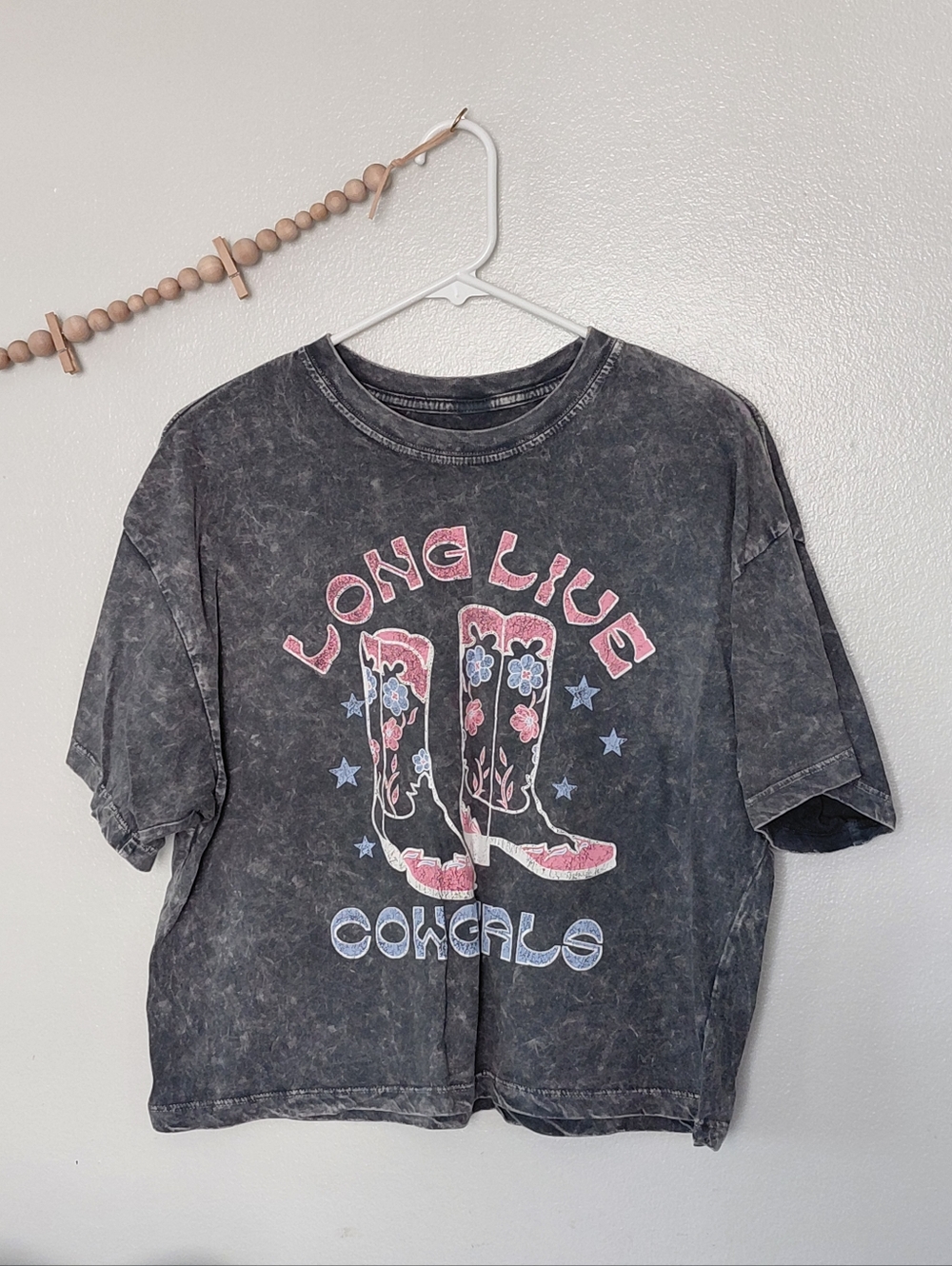 Boutique Long Live Cowgirls Concert Festival Boxy Oversized Crop Top Size Small
